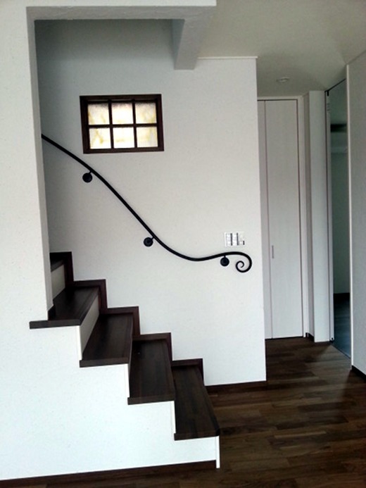 ウッド手摺り 100cm 階段手すり 壁手すり 木とアイアン ウッド手摺り